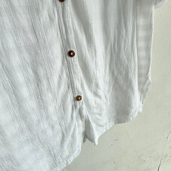 Dotti Shirt Dress Cotton Gauze Beach Cover Up White Button Front Large Coastal - Picture 5 of 8